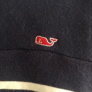Vineyard Vines Navy and Pink Whale Logo Sweater
